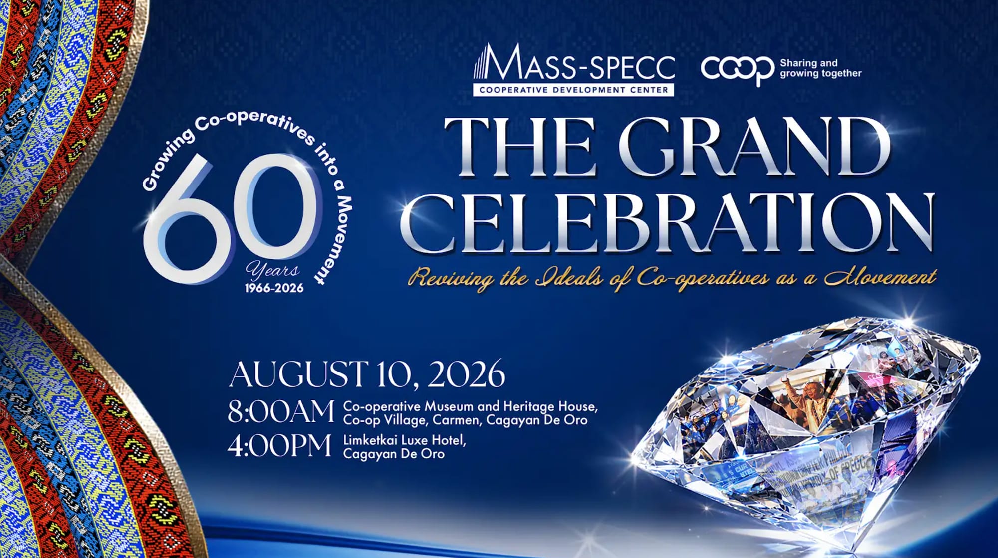 MASS-SPECC Cooperative Development Center. 60 Years, 1966 to 2026 — Growing Co-operatives into a Movement. The Grand Celebration: Reviving the Ideals of Co-operatives as a Movement.